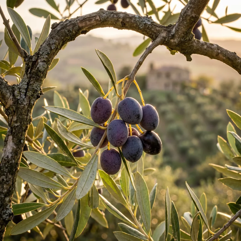 Olive italiane su ramo