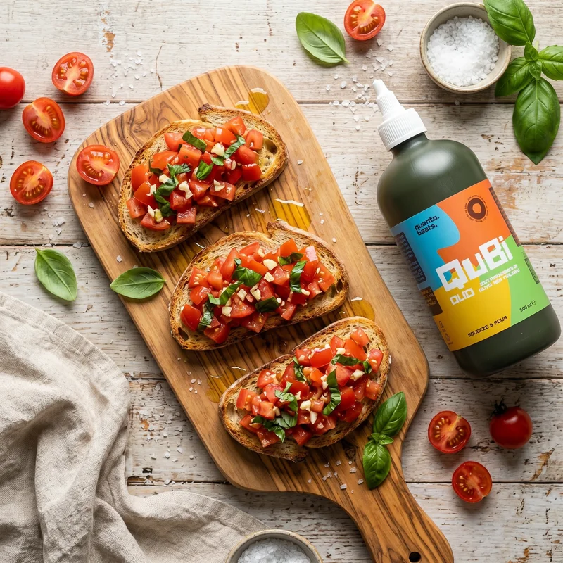 Bruschetta al pomodoro con olio QuBi